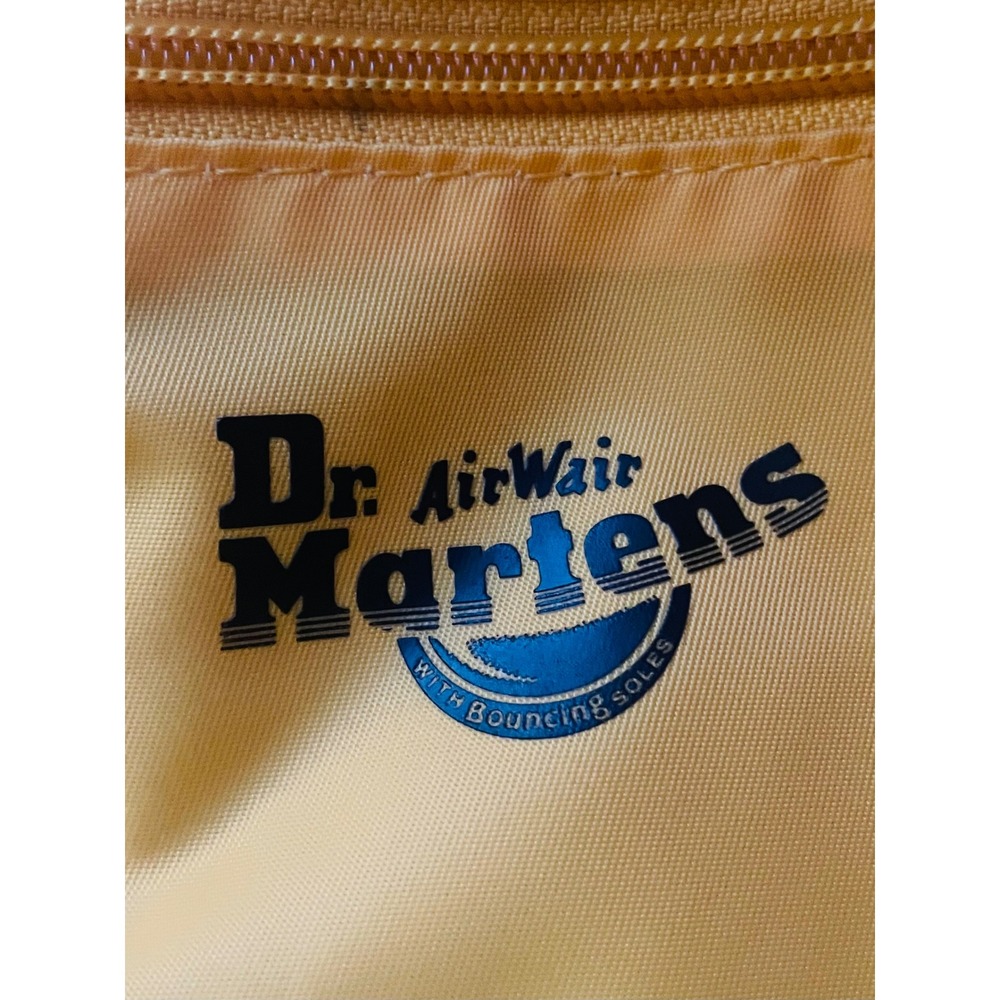 Dr. Martens Black Nylon Quilted Backpack Yellow Lining AirWair Logo Bag - Picture 10 of 14